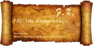 Földy Klemencia névjegykártya
